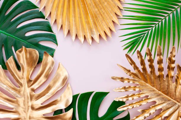 istock Creative nature layout made of tropical leaves. 1406851214
