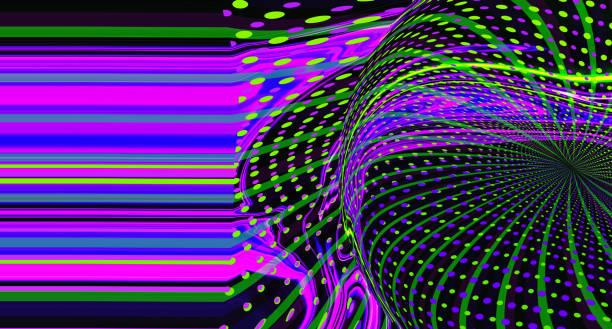 istock Abstract violet, purple pink, black neon green textured background. Liquid wave. Art trippy luxury digital screen.  banner. Template. Virtual reality. NFT card. Swirl circle. Bright line. VR. Stripes 1406851460