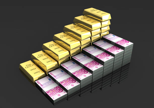 istock Rising Gold and Euro Stairs 1406853357