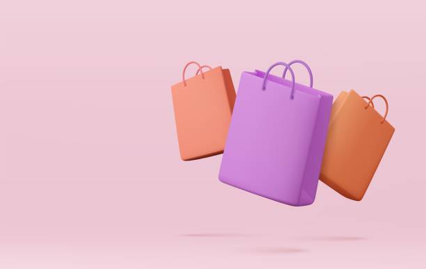 ilustrações, clipart, desenhos animados e ícones de saco de compras, bolsa. venda, desconto, promoção, conceito de compras. - shopping bag illustrations