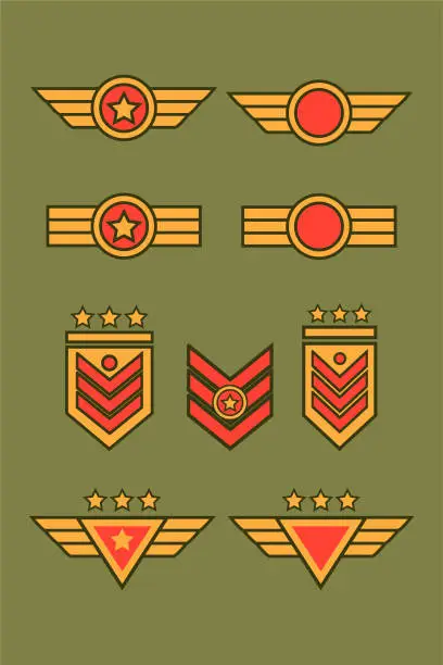 Vector illustration of military badge and symbol design icon flat vector illustration