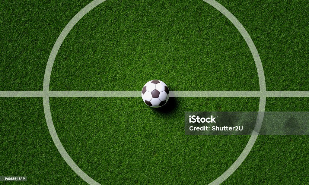 Soccer Field Center And Ball In Top View Background Sport And Athletic  Concept 3d Illustration Rendering Stock Photo - Download Image Now - iStock