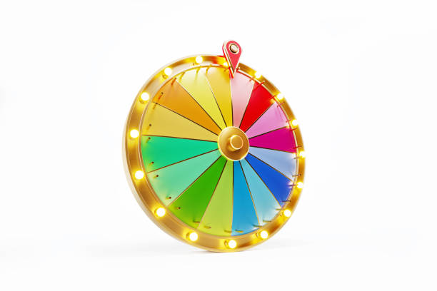 Wheel Of Fortune On White Background Wheel of fortune on white background. Horizontal composition with copy space. Clipping path is included. spinning stock pictures, royalty-free photos & images