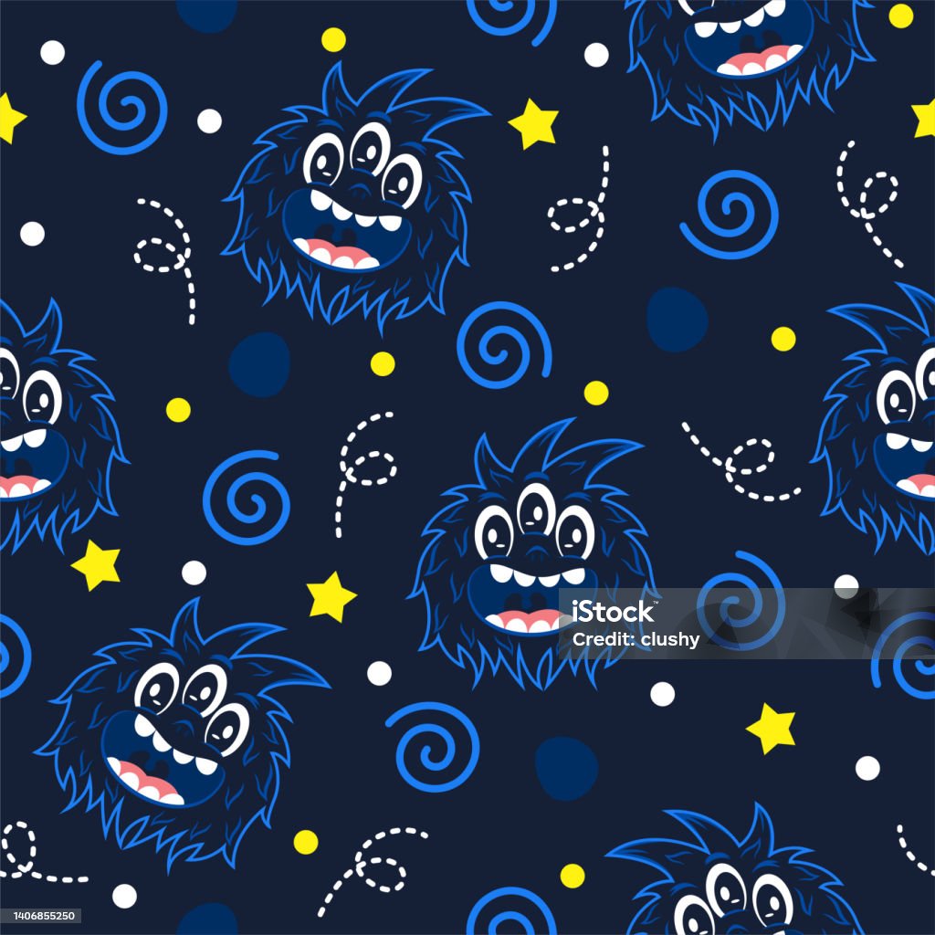 Blue Monster Pattern Blue Monsters Illustration Pattern Design Stock Illustration - Download ...