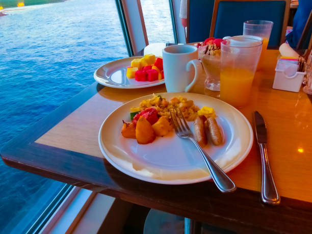 istock Dining Room Buffet aboard the abstract luxury cruise ship. 1406856004