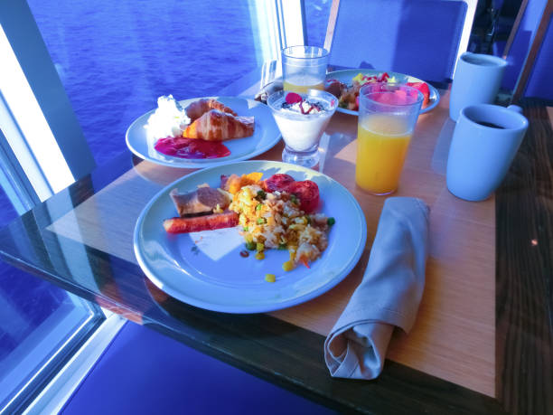 istock Dining Room Buffet aboard the abstract luxury cruise ship. 1406856009
