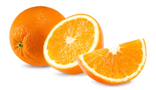istock orange fruit with cut of orange isolated on white background. clipping path 1406859050