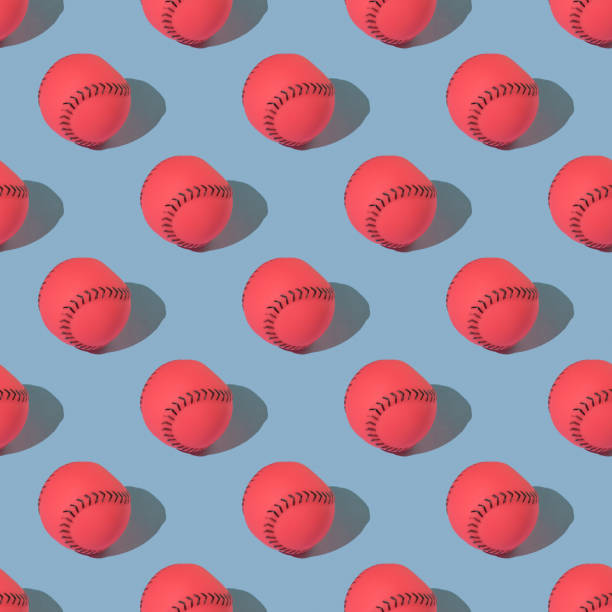 istock Seamless pattern of rubber balls in the shape of a baseball. 1406859069