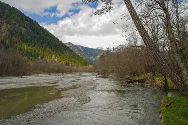 istock A small river in the Caucasian mountains. 1406860609