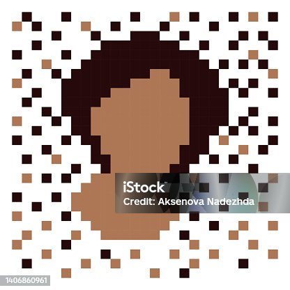 istock African woman. Pixel art. 1406860961