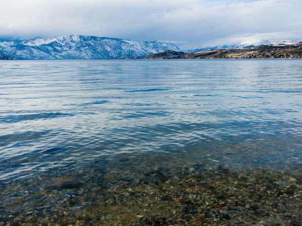 Winter on Lake Chelan, Washington state stock photo
