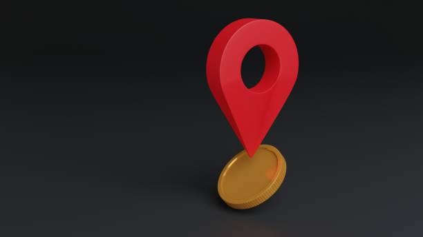 istock GPS pin with Gold coins.coins Cashback and banking,money-saving.empty copy space,Isolate background.3D rendering illustration. 1406863672