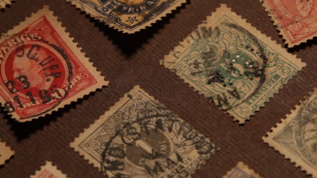 Close up of some old stamps