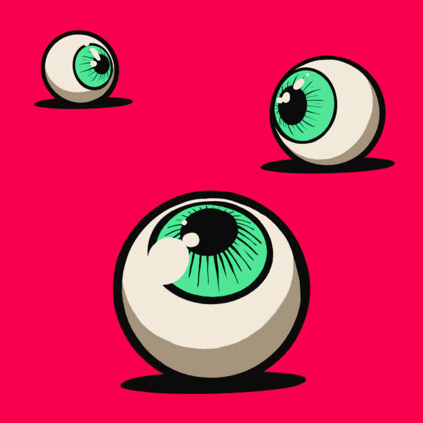 ilustraciones, imágenes clip art, dibujos animados e iconos de stock de ilustración gráfica de tres globos oculares - eyeball human eye animal eye bizarre