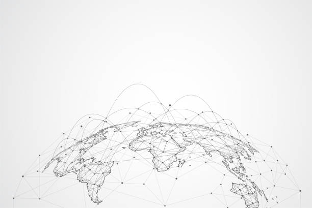 istock Global network connection. World map point and line composition concept of global business. Vector Illustration 1406870836