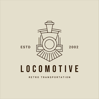 locomotive line art  vector simple minimalist illustration template icon graphic design. retro or vintage train sign or symbol for transportation