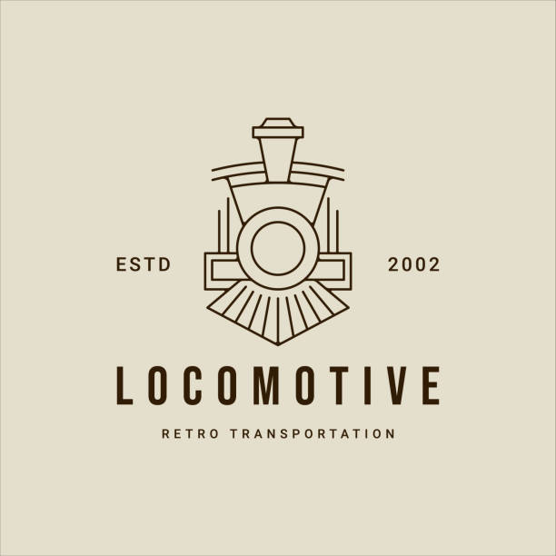 locomotive line art  vector simple minimalist illustration template icon graphic design. retro or vintage train sign or symbol for transportation locomotive line art  vector simple minimalist illustration template icon graphic design. retro or vintage train sign or symbol for transportation train vehicle front view stock illustrations