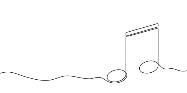 одна непрерывная строка иллюстрации музыкальной ноты. музыкальная нота нарисована в одной строке. - mountain range audio stock illustrations