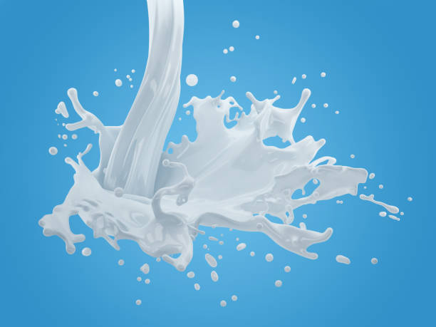 istock 3d illustration of milk splash on gradient blue background with clipping path 1406872514
