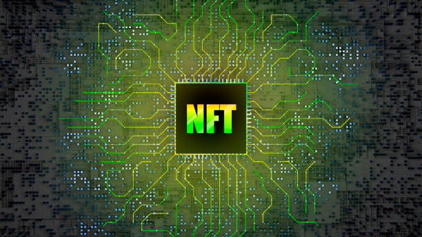 istock 3d NFT image. Blockchain Non Fungible Token idea. Computer chip NFT on digital background. Cryptocurrency, cryptoeconomics, blockchain technology concept 1406873075