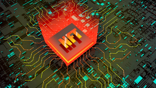 istock 3d NFT image. Blockchain Non Fungible Token idea. Computer chip NFT on digital background. Cryptocurrency, cryptoeconomics, blockchain technology concept 1406873096