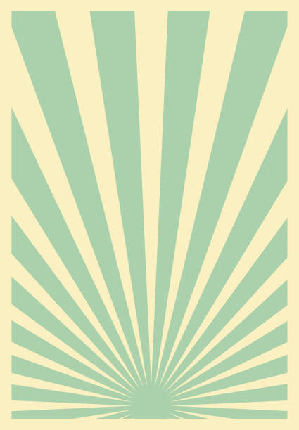 illustrations, cliparts, dessins animés et icônes de modèle d’affiche sunburst rétro vert, œuvre d’art verticale. - poster backgrounds sunbeam textured