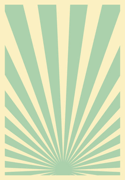 그린 레트로 선버스트 포스터 템플릿, 수직 아트워크. - poster backgrounds sunbeam textured stock illustrations