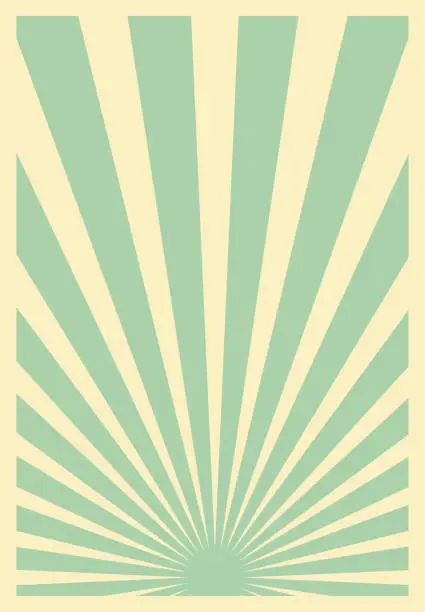 Vector illustration of Green Retro Sunburst Poster Template, Vertical Artwork.