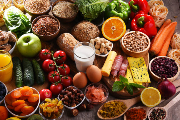 istock Assorted organic food products on the table 1406874598