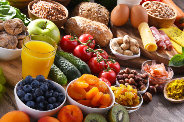 istock Assorted organic food products on the table 1406874629