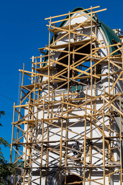 istock Moscow, Russia - July 01, 2022: scaffolding erected around the temple 1406874885