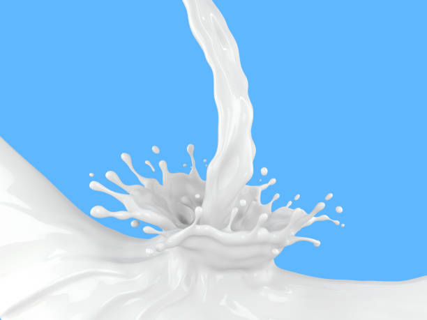 istock 3d illustration of milk splash on blue background with clipping path 1406875900