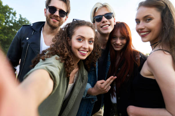 istock Group of friends make a selfie together 1406876029
