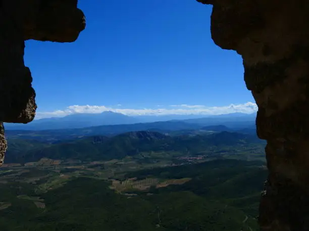 Photo of Landscape of the Pyrénées-Orientales, view from the Cathar castle of Quéribus