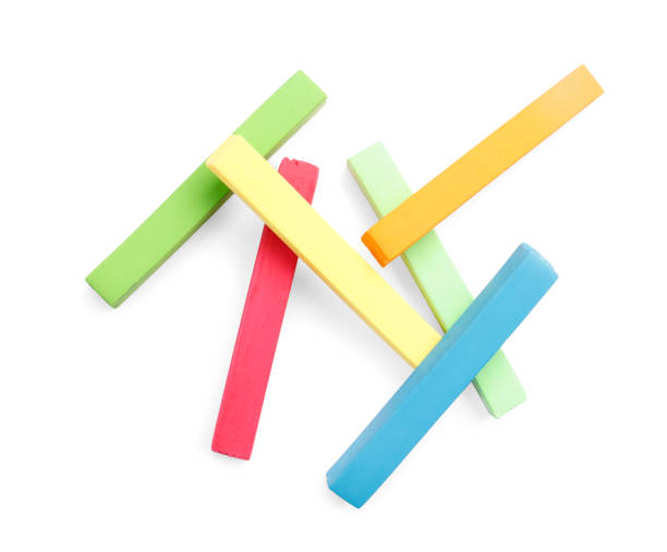 istock Colorful pastels on white background, top view. Drawing materials 1406882362