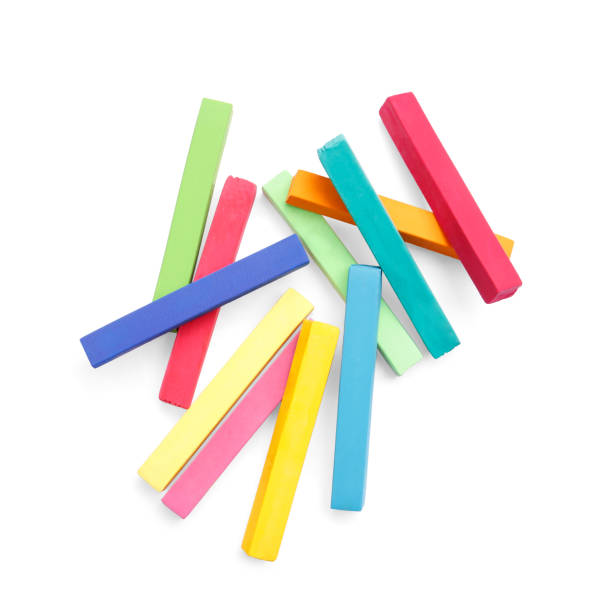 istock Colorful pastels on white background, top view. Drawing materials 1406883174