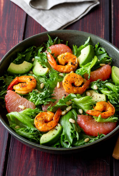 istock Salad with shrimp, grapefruit, avocado and nuts. Healthy eating. Diet. 1406885618