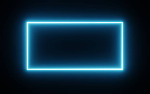 istock Square rectangle picture frame with blue tone neon color motion graphic on isolated black background. Blue light moving for overlay element. 3D illustration rendering. Empty copy space middle 1406886814