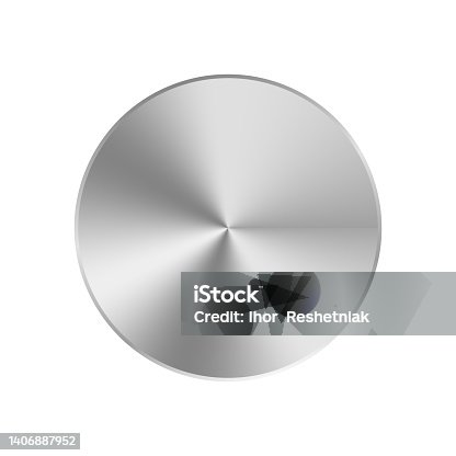 istock Metal circle. Steel texture. Radial silver button. Round gradient circle. Circular aluminum badge. Chrome metallic plate. Shiny logo. Vector 1406887952