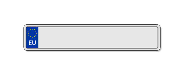ilustrações de stock, clip art, desenhos animados e ícones de car plate with number. european license and registration of vehicle. sign of europe licence. euro numberplate of auto. vector - license plate