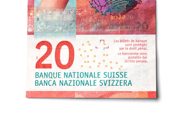 particolare di 20 franchi svizzeri banconote valuta svizzera - swiss currency switzerland currency paper currency foto e immagini stock