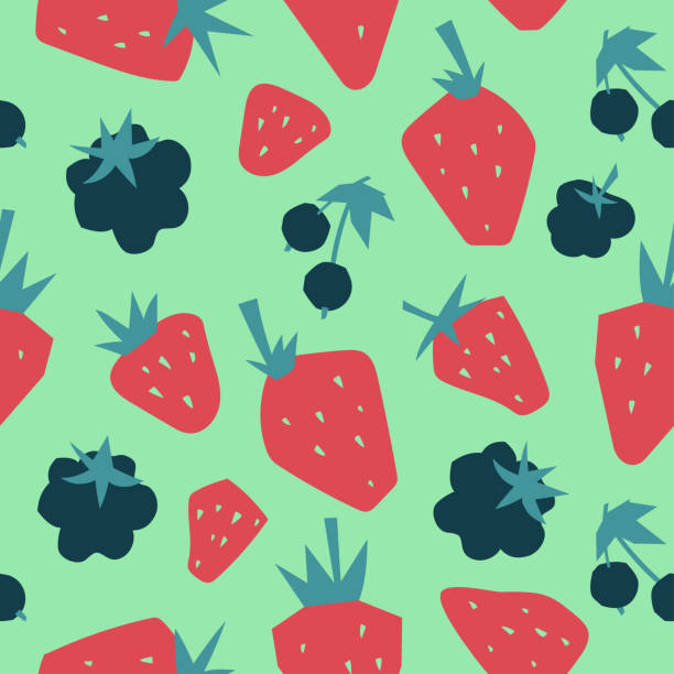 istock Summer fruits and berries. Seamless pattern. Currant, strawberry, blackberry. 1406893078