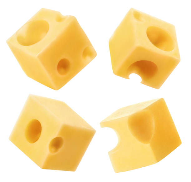 istock Collection of delicious cheese cubes on white 1406893281