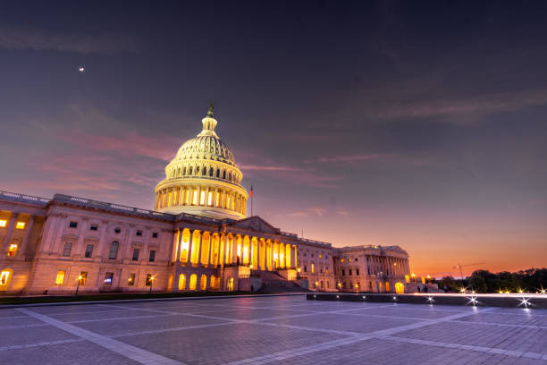 istock Wide Angle Picture of the US Capitol During Sunset 1406894267