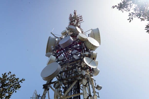 istock Big communications tower on top of mountain 1406896554