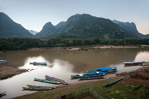 Riverside of Nam Ou river in Muang Ngoi district, Luang Prabang Province Laos