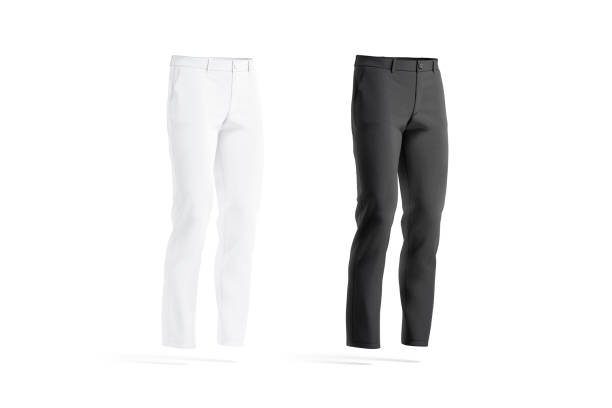 istock Blank black and white man pants mockup, side view 1406901571