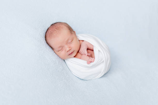 istock Newborn baby sleeping swaddled in blanket 1406902180