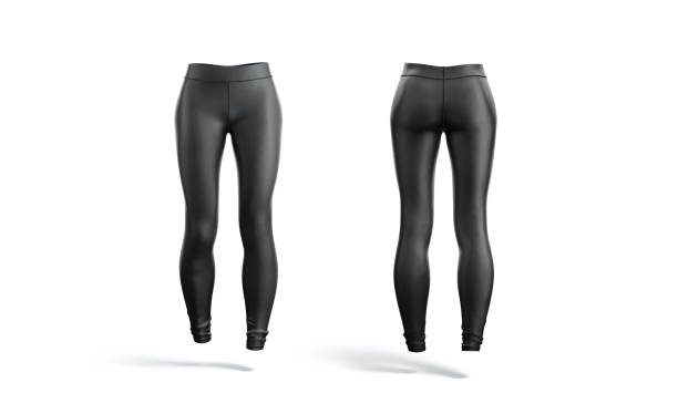 istock Blank black women sport leggings mockup, front and back view 1406905472