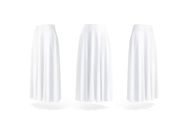 istock Blank white women maxi skirt mockup, front and side view 1406906138